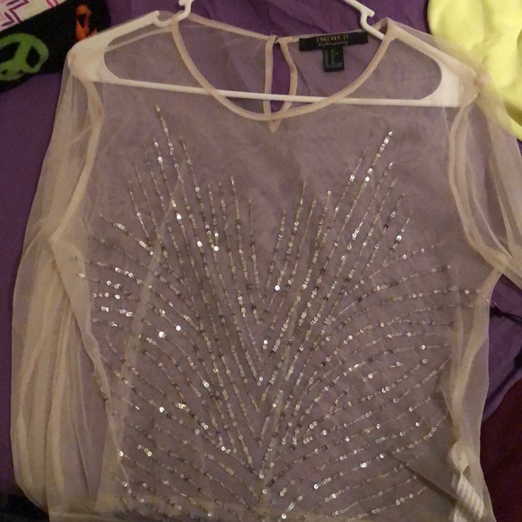 Sheer Glitter Sparkle Forever 21 Top - Picture 1 of 3
